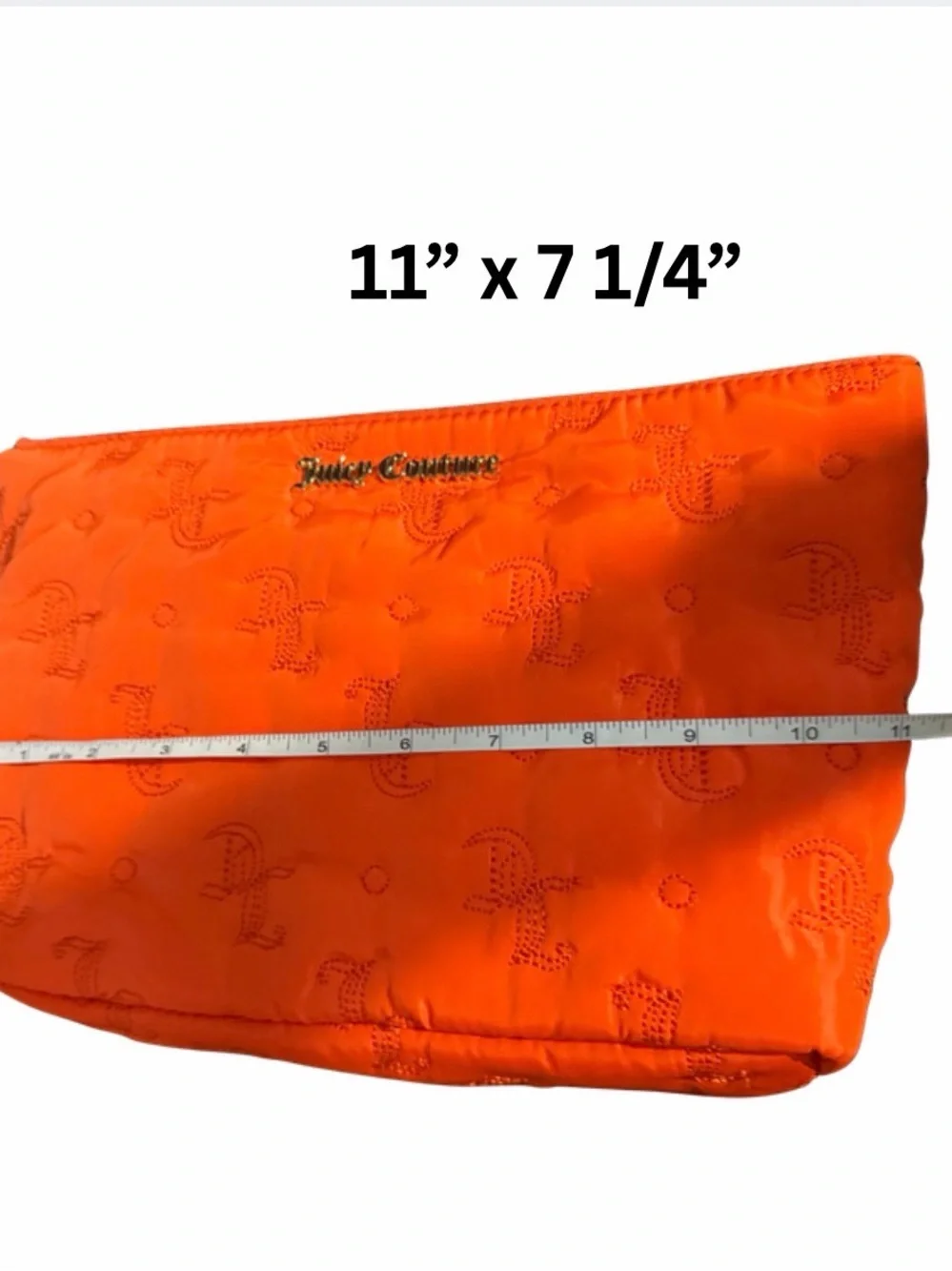 EXTRA LARGE Juicy Couture Vibrant Orange Makeup Bag.  11x7.5
